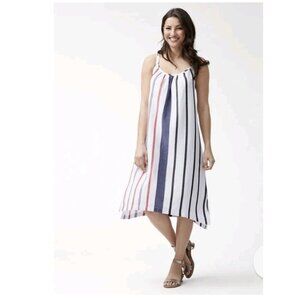 Tommy Bahama Women’s White Red Blue Amalia Stripe Midi Linen Blend Sundress sz S